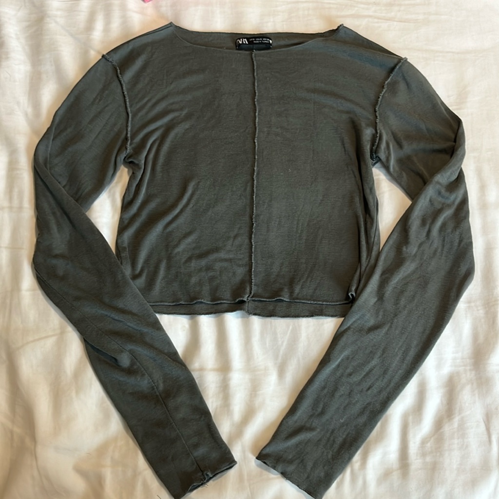 Zara Dark Olive Green Long Sleek Shirt